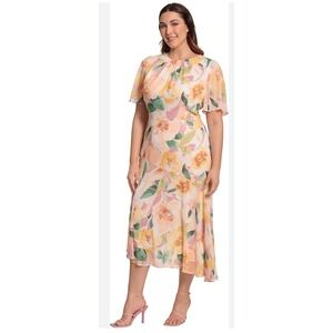 Maggy London Women's Short Flutter Sleeve with Asymmetric Hem Sz 22W